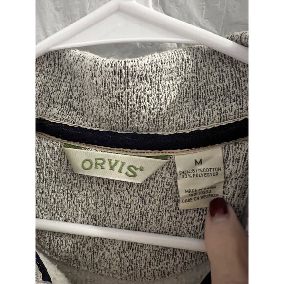 Orvis Black White 1/4 Button Pullover Sweatshirt Sz M Men’s - Picture 4 of 5